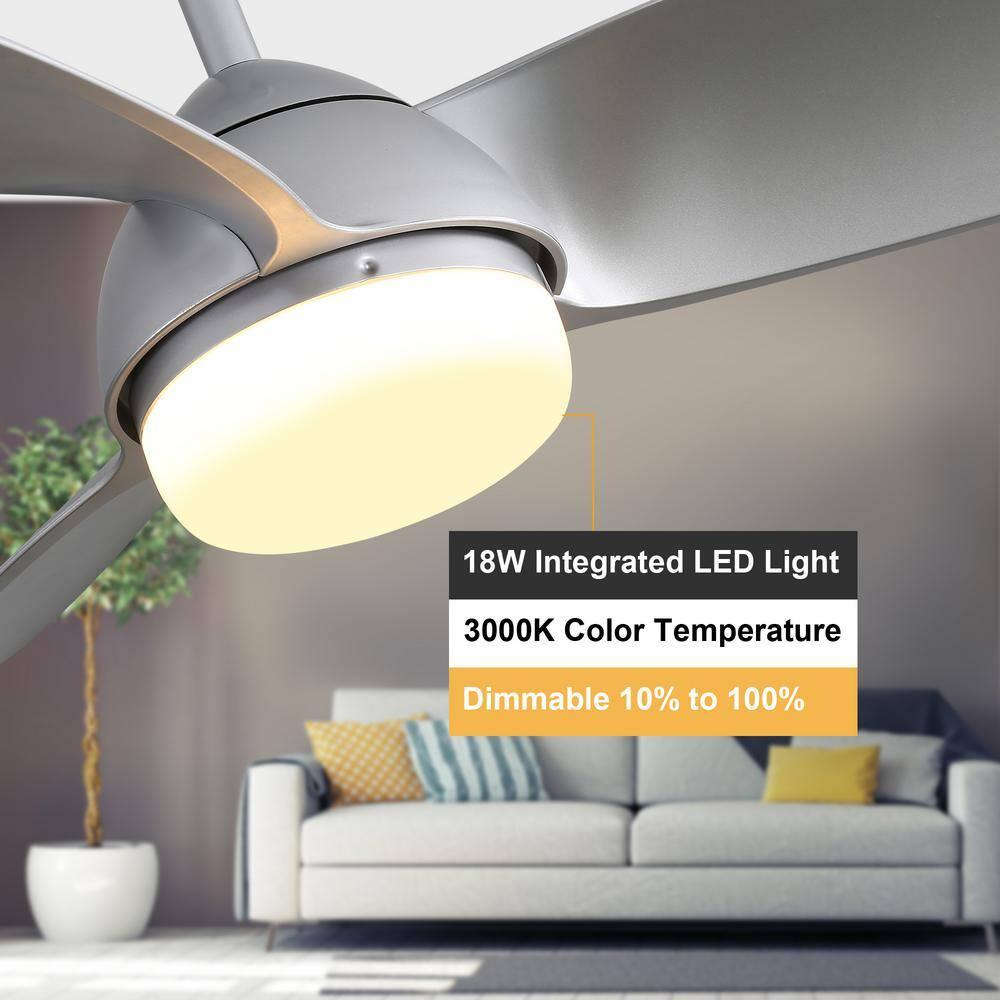 42 Inch Indoor Ceiling Fan with Light 3 Blades 6 Speed Remote Control Reverse Airflow For Living Room, Bedroom, Patios,Nickel