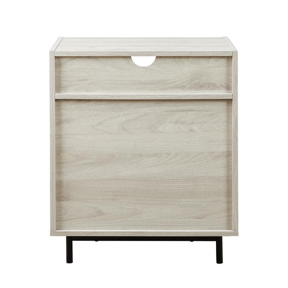 Walker Edison Modern 2 Drawer Nightstand with USB Port, Birch