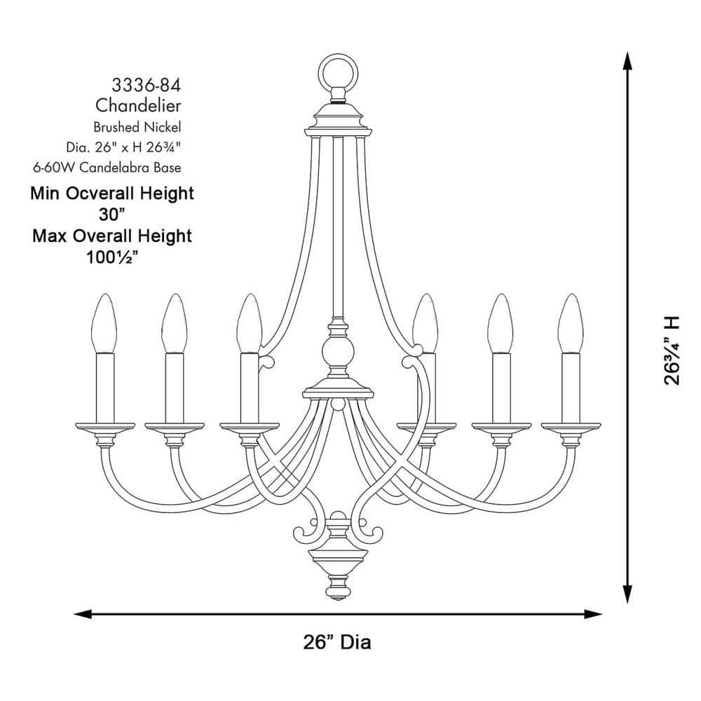 Minka Lavery Brushed Nickel Chandelier 26" Wide French 6-Light Fixture for Dining Room House Foyer Kitchen Entryway Bedroom Home