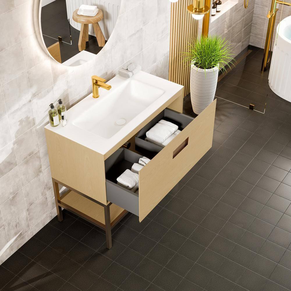 Eviva Lina 35'' Single Bathroom Vanity with Solid Surface Top