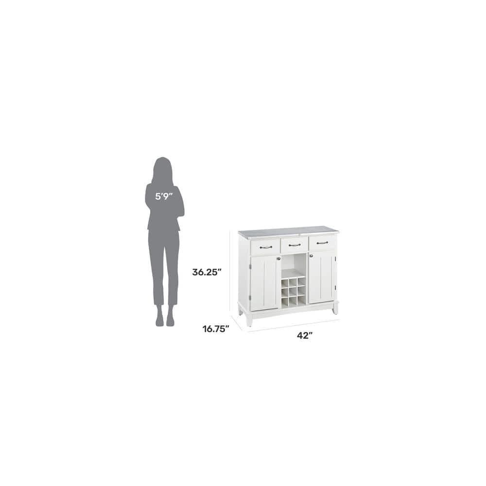 36.25" Sideboard Buffet Servers with Stainless Top Off White - Home Styles: Kitchen Hutch, Buffet Table
