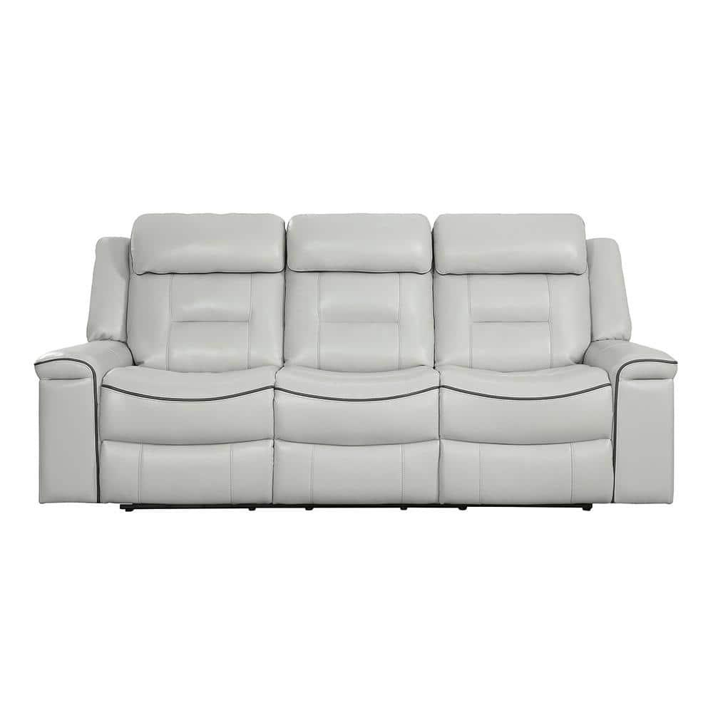 Homelegance Darwan 88" Leather Gel Double Reclining Sofa, Light Gray