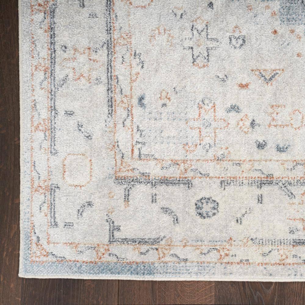 Nourison Astra Machine Washable Vintage Persian Indoor Bathroom, Kitchen Runner Rug Light Blue 2'2" x 10'
