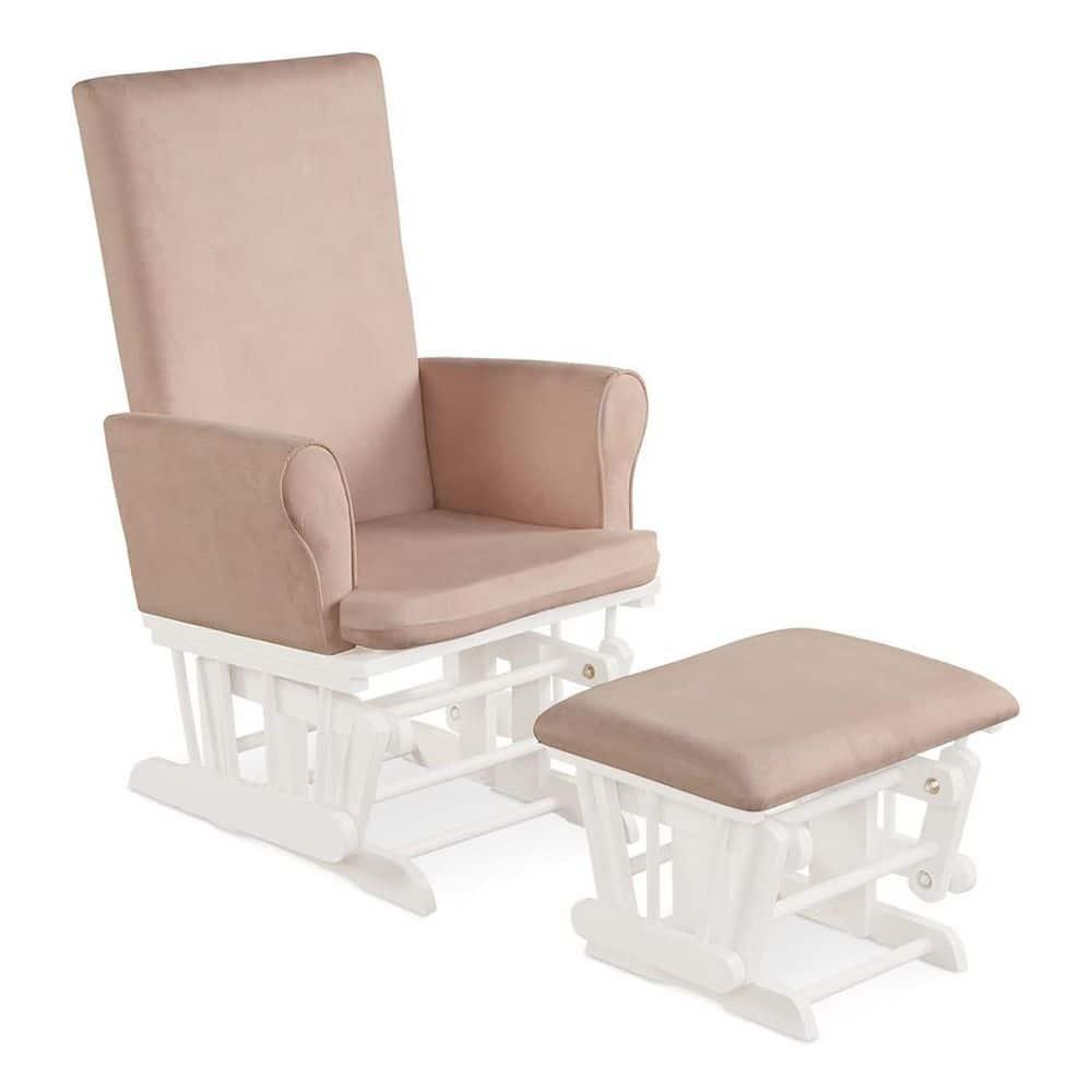 Costway Baby Nursery Relax Rocker Rocking Chair Glider & Ottoman Set w/Cushion Pink