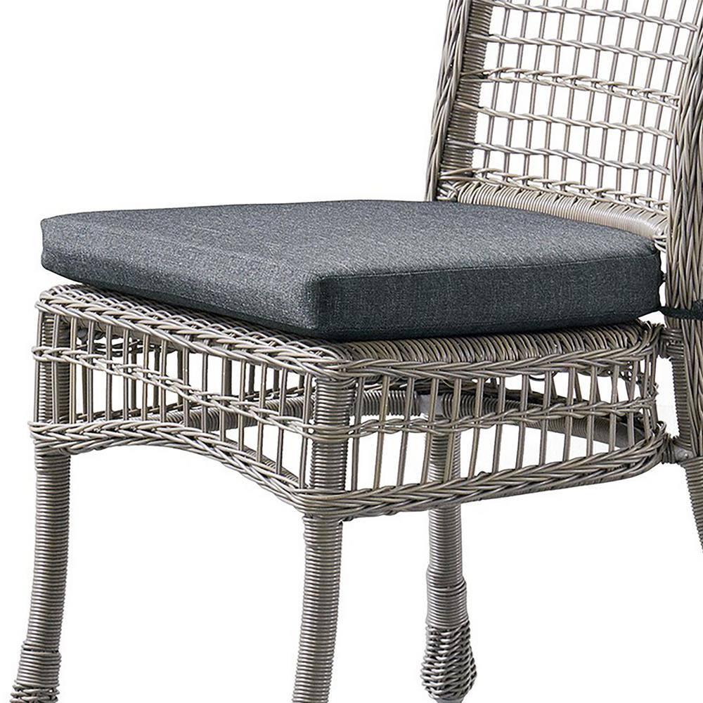 Asti All-Weather Gray Wicker Outdoor Set of Two Dining Chairs with Cushions
