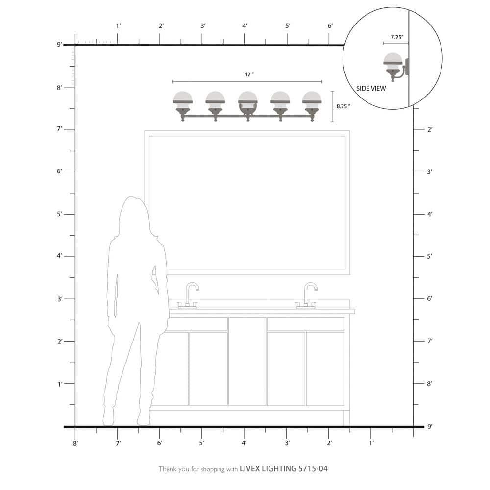 Livex Lighting Oldwick 5 - Light Vanity in  Black