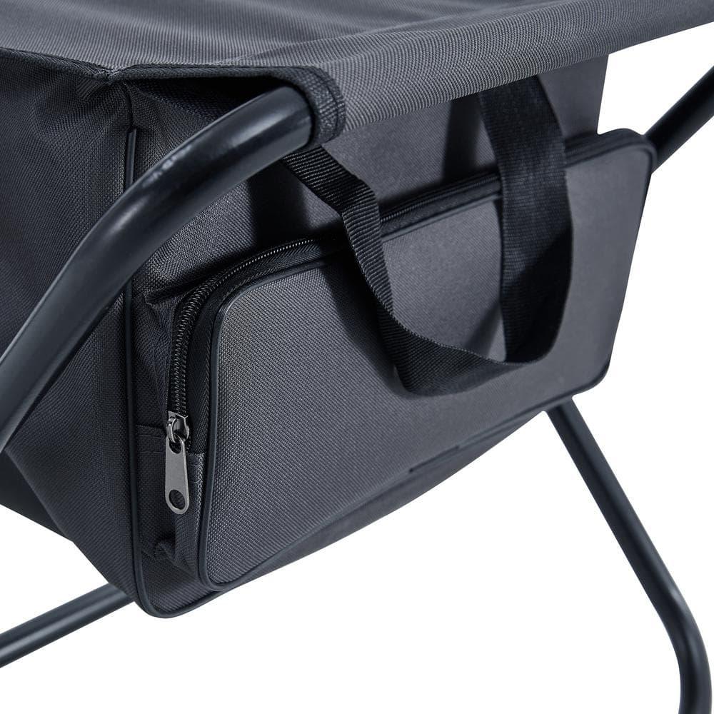Gray Portable Steel Folding Camping Chair with Storage Bag