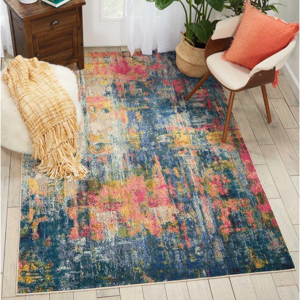 Nourison Celestial 5'3" x 7'3" (5' x 7') Blue/Yellow Indoor Area Rug Colorful Contemporary Abstract by Nourison