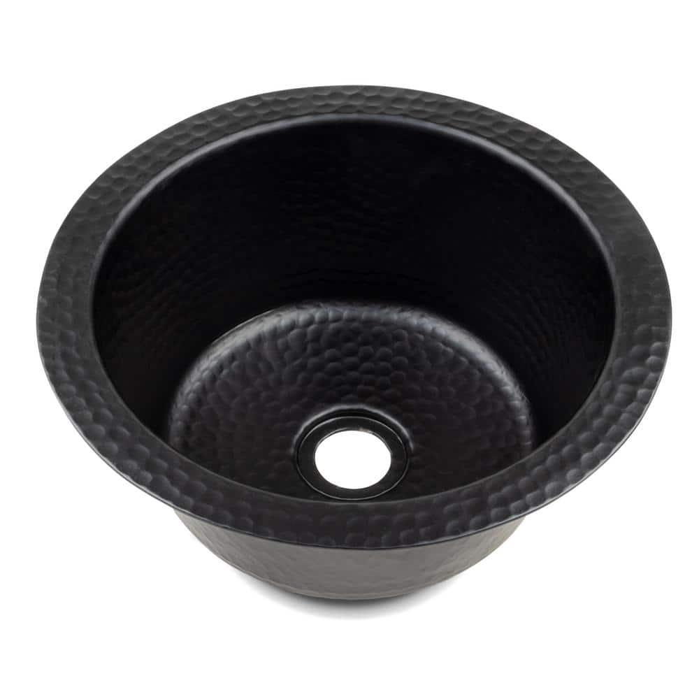 Monarch Abode 19196 Aluminum Hand Hammered Essex Dual Mount Single Bowl Bar Prep Sink 12", Black