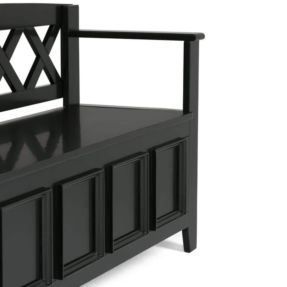 Simpli Home Amherst 48"W Solid Wood Entryway Storage Bench with Lift-Top Lid and Dual Compartments