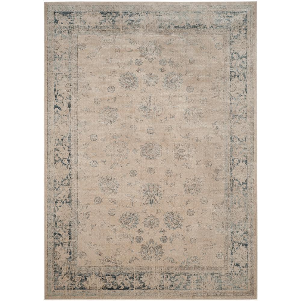 Vintage VTG117 Power Loomed Indoor Skid-Resistant Area Rug - Stone/Blue - 5'3"x7'6" - Safavieh