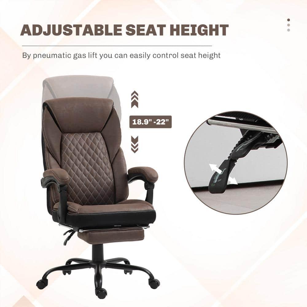HOMCOM Executive Office Chair with Footrest, High Back Desk Chair, Reclining Swivel Chair, Height Adjustable, Dark Brown