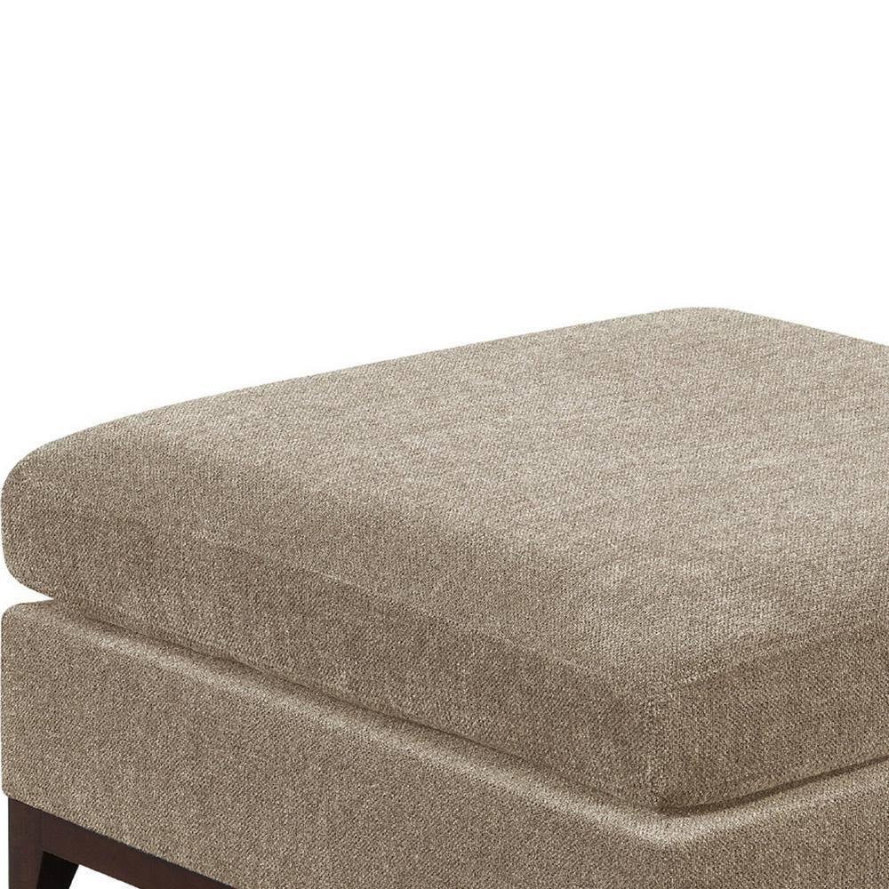 Fabric Cocktail Ottoman with Chamfered Feet, Gray