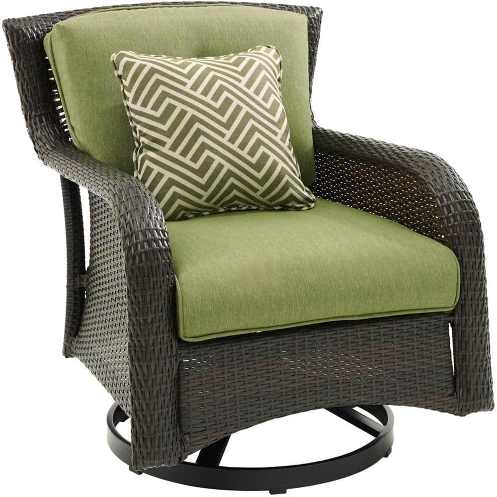Hanover Strathmere 4-Piece Wicker and Steel Outdoor Conversation Set, Cilantro Green