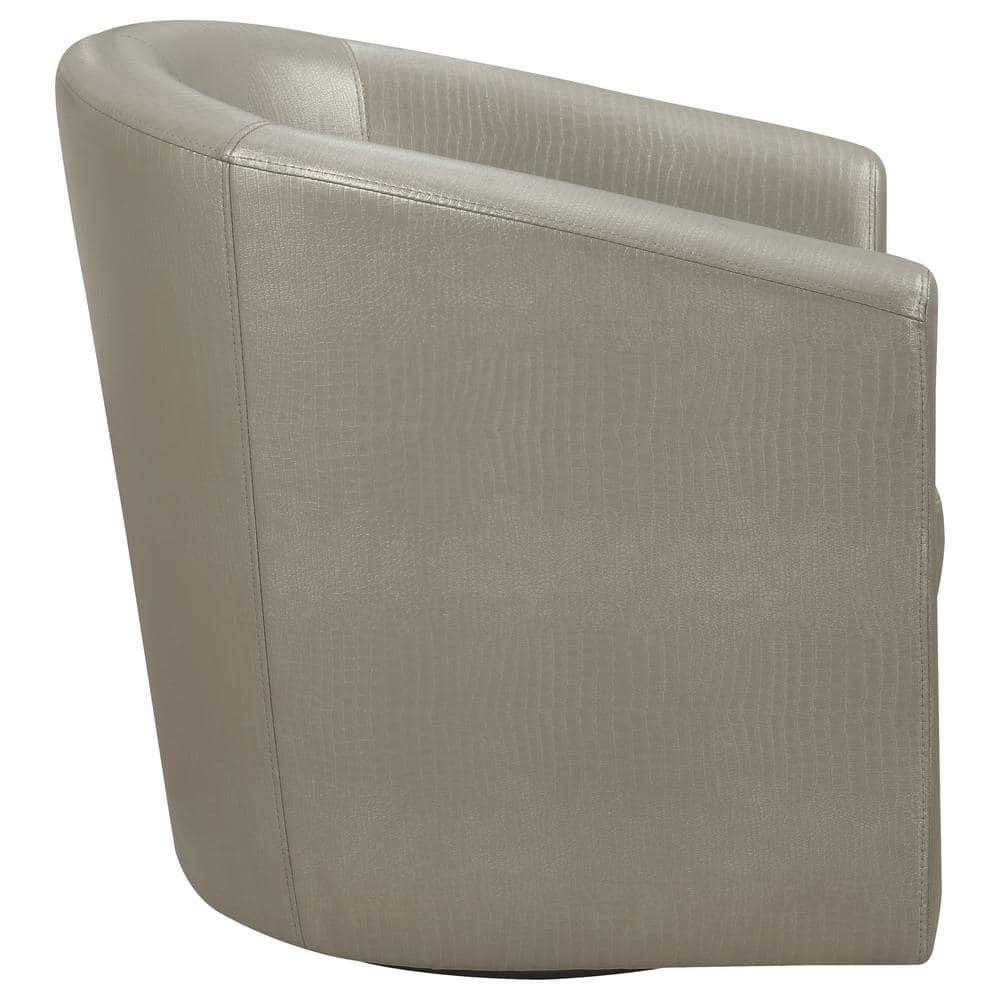 Coaster Contemporary Faux Leather Swivel Accent Chair in Gray