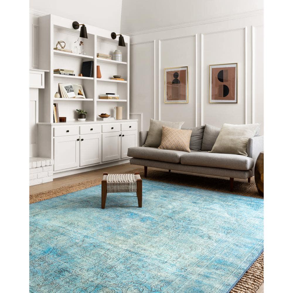 Loloi II Loren Collection LQ-08 Aqua Oriental Area Rug 5'-0" x 7'-6"
