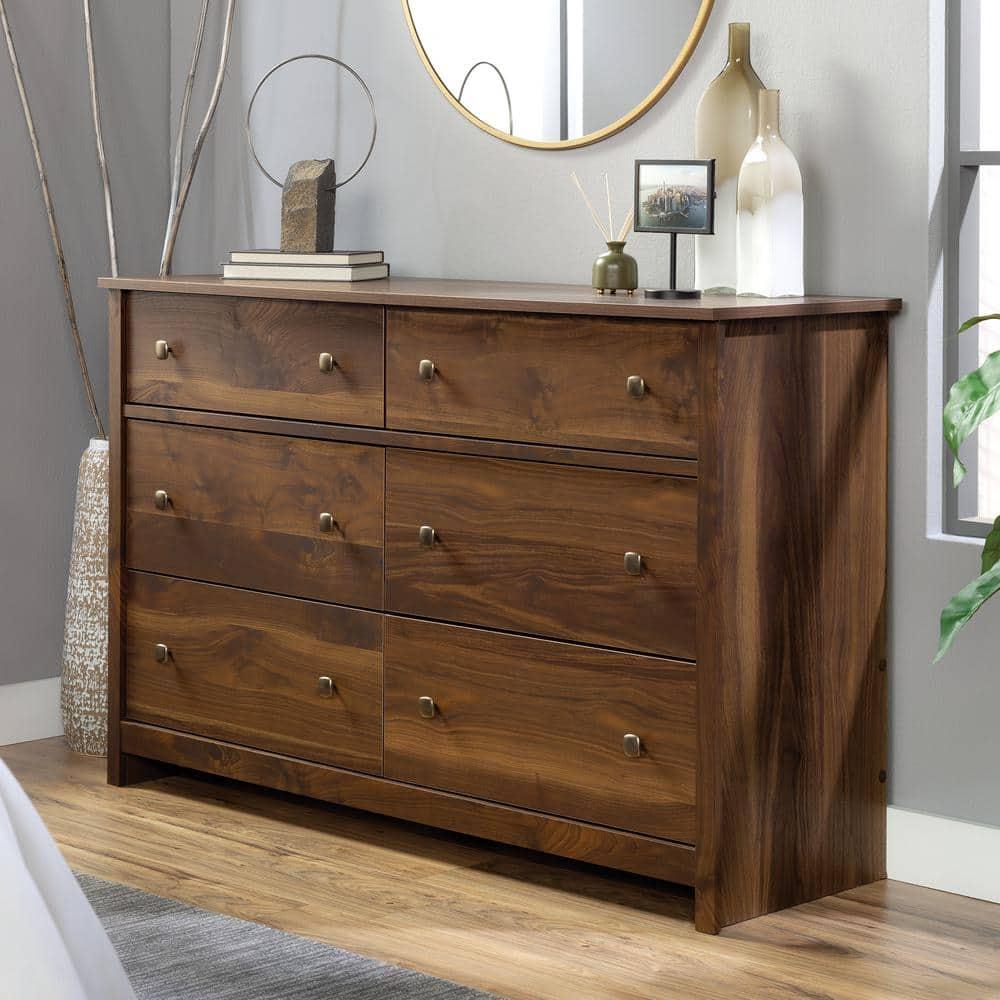 River Ranch 6 Drawer Dresser Grand Walnut - Sauder: Spacious Storage, Modern Style