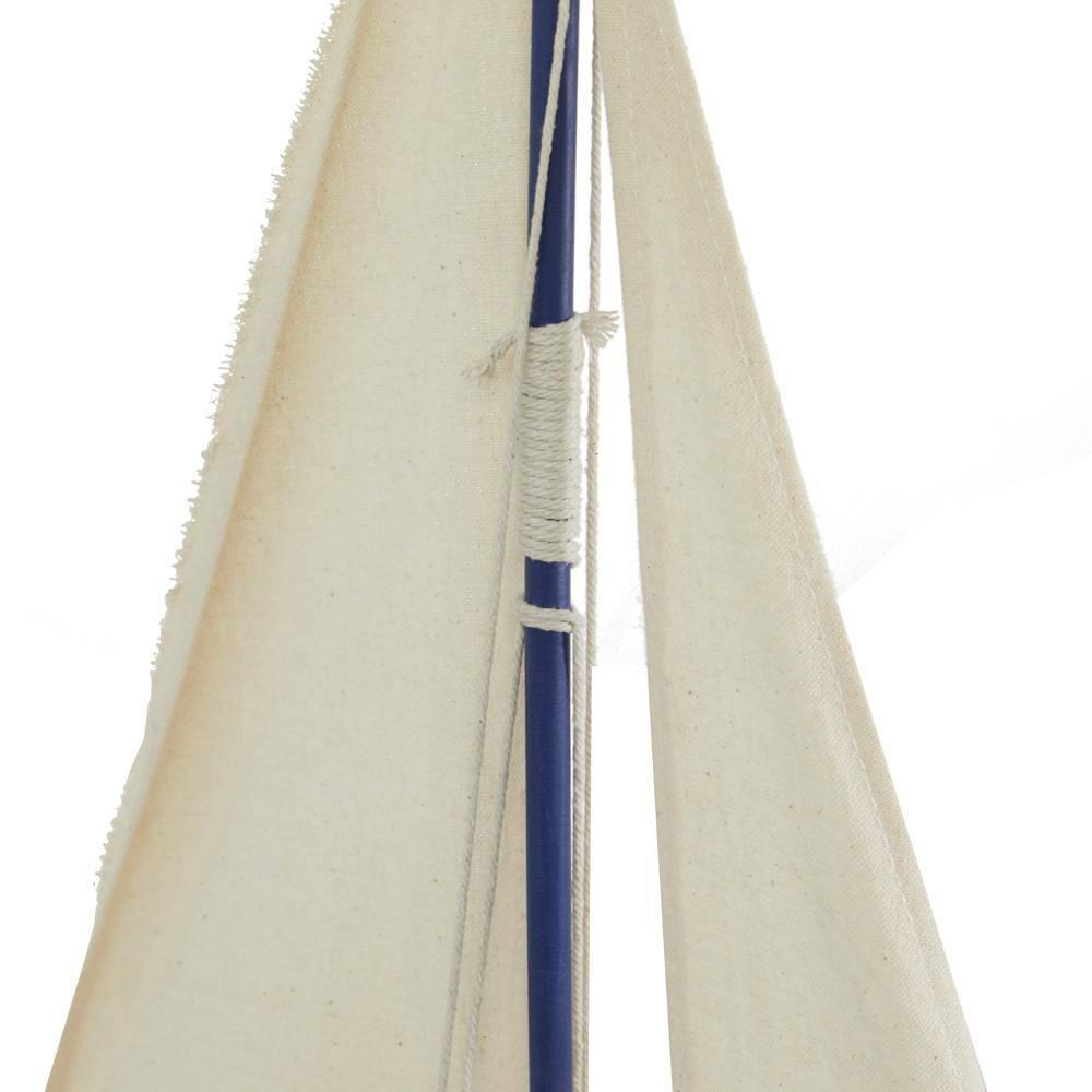 17" x 28" Dark Blue Wood Sail Boat Sculpture with Lifelike Rigging, by DecMode