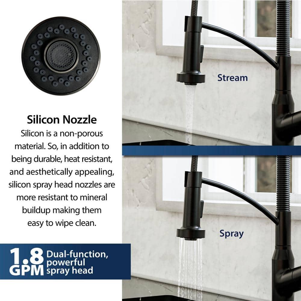 Karran Matte Black Single Handle Deck-mount Touchless Pull-down Kitchen Faucet with Sprayer