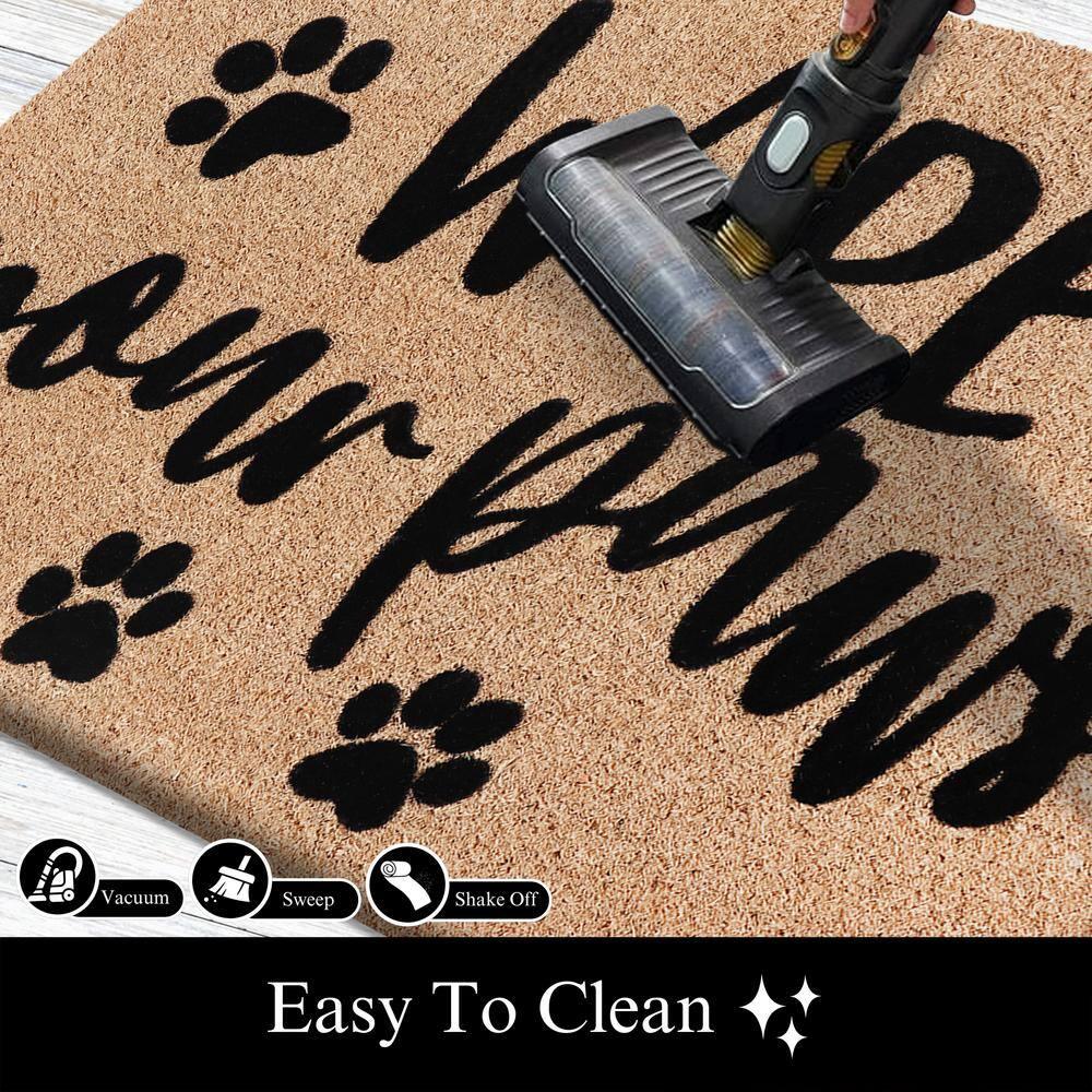 A1HC Natural Coir Flocked Doormat with Heavy Duty Non-Slip PVC Backing Easy to Clean, Fade Resistant, Pet Friendly Outdoor Welcome Mat, Low-Profile Durable Doormat