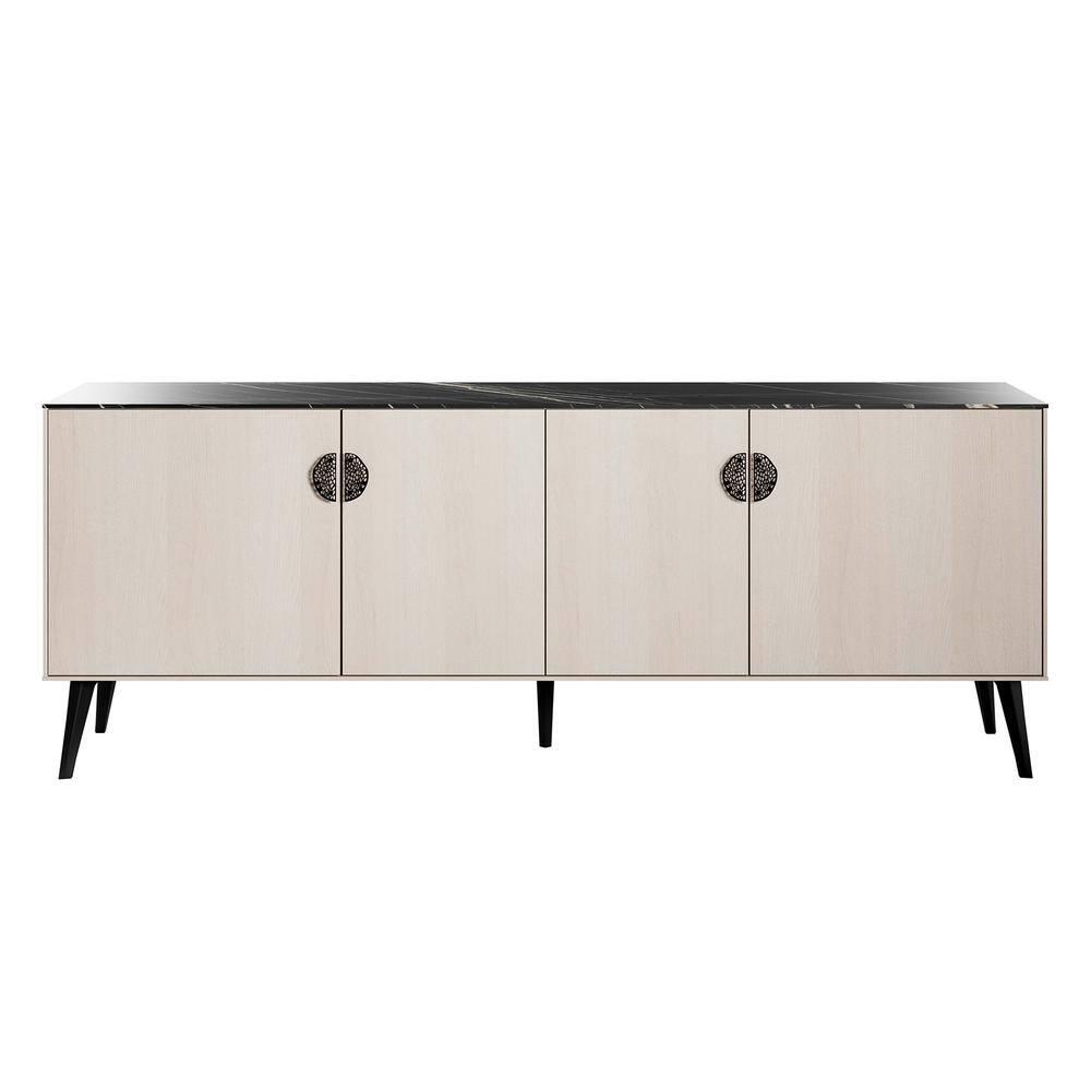 Manhattan Comfort 78.7" Haley Sideboard White/Black Marble