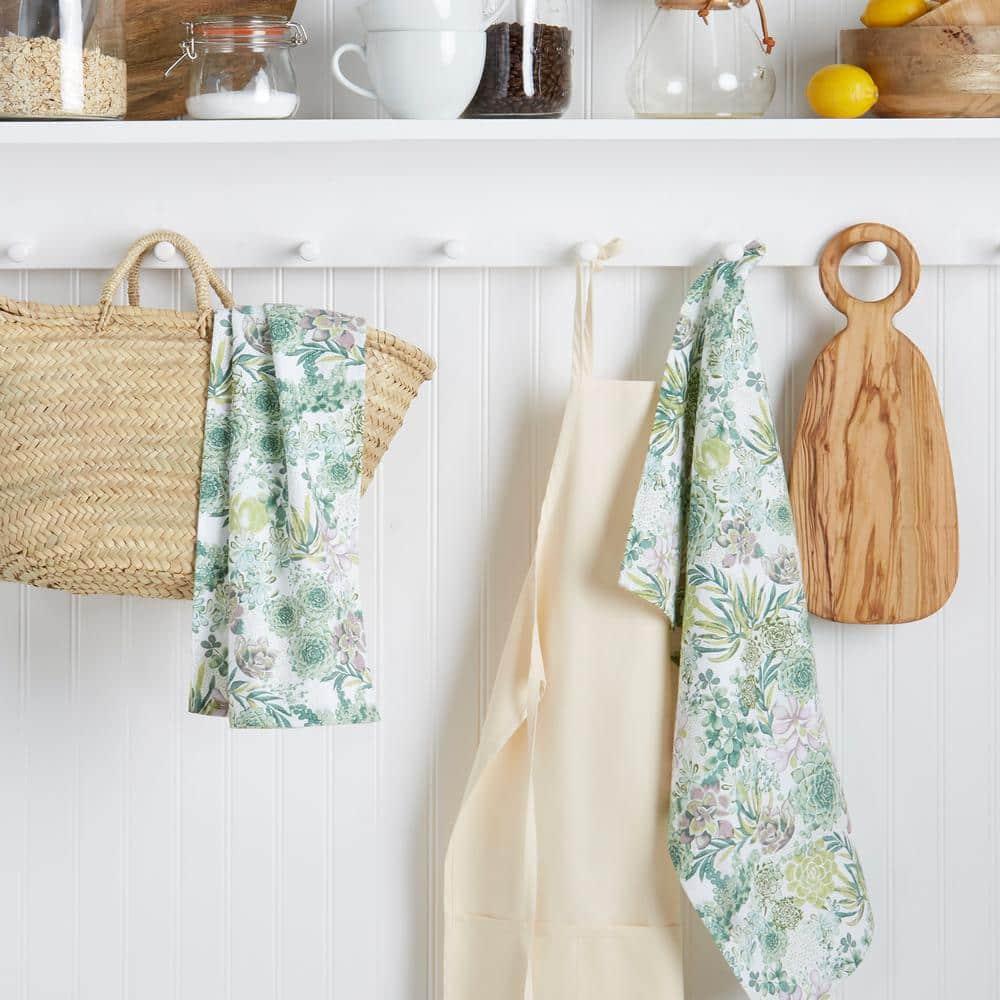 Martha Stewart Martha Stewart Succulents Kitchen Towel Set 2-Pack 16"X28", Green/Purple/Yellow/White (Set of 2)