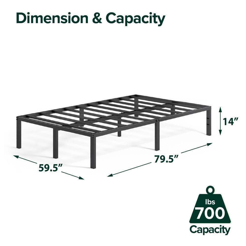 COMASACH 14 inch Queen Bed Frame, Easy Assembly, No Box Spring Needed, Heavy Duty Metal Platform Queen Size, Noise Free, Black
