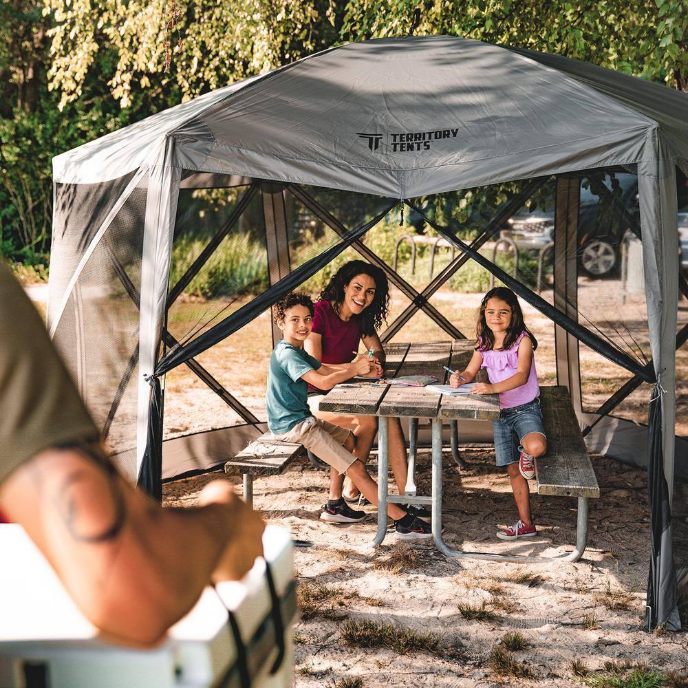 Territory Tents Easy Pop Up 6 sided screen tent, Slate Grey, ST8101SL