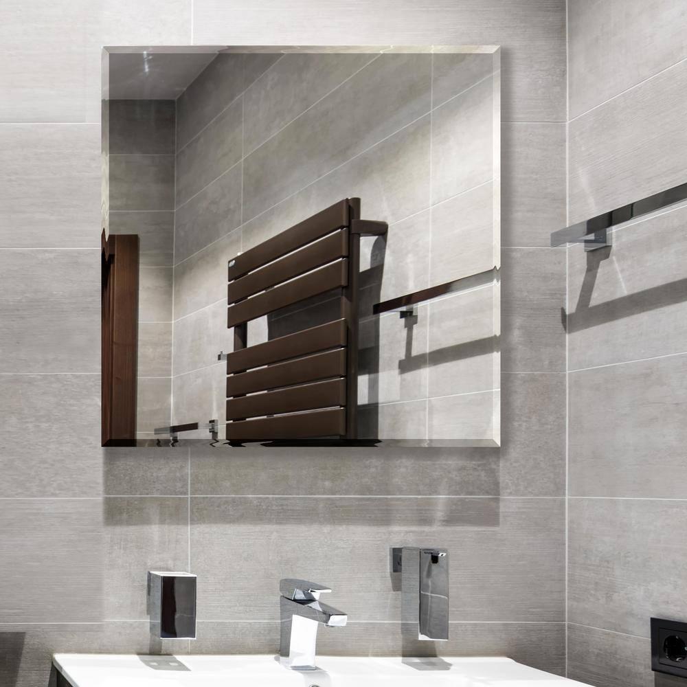 Fab Glass and Mirror Frameless Square Beveled Wall Mirror