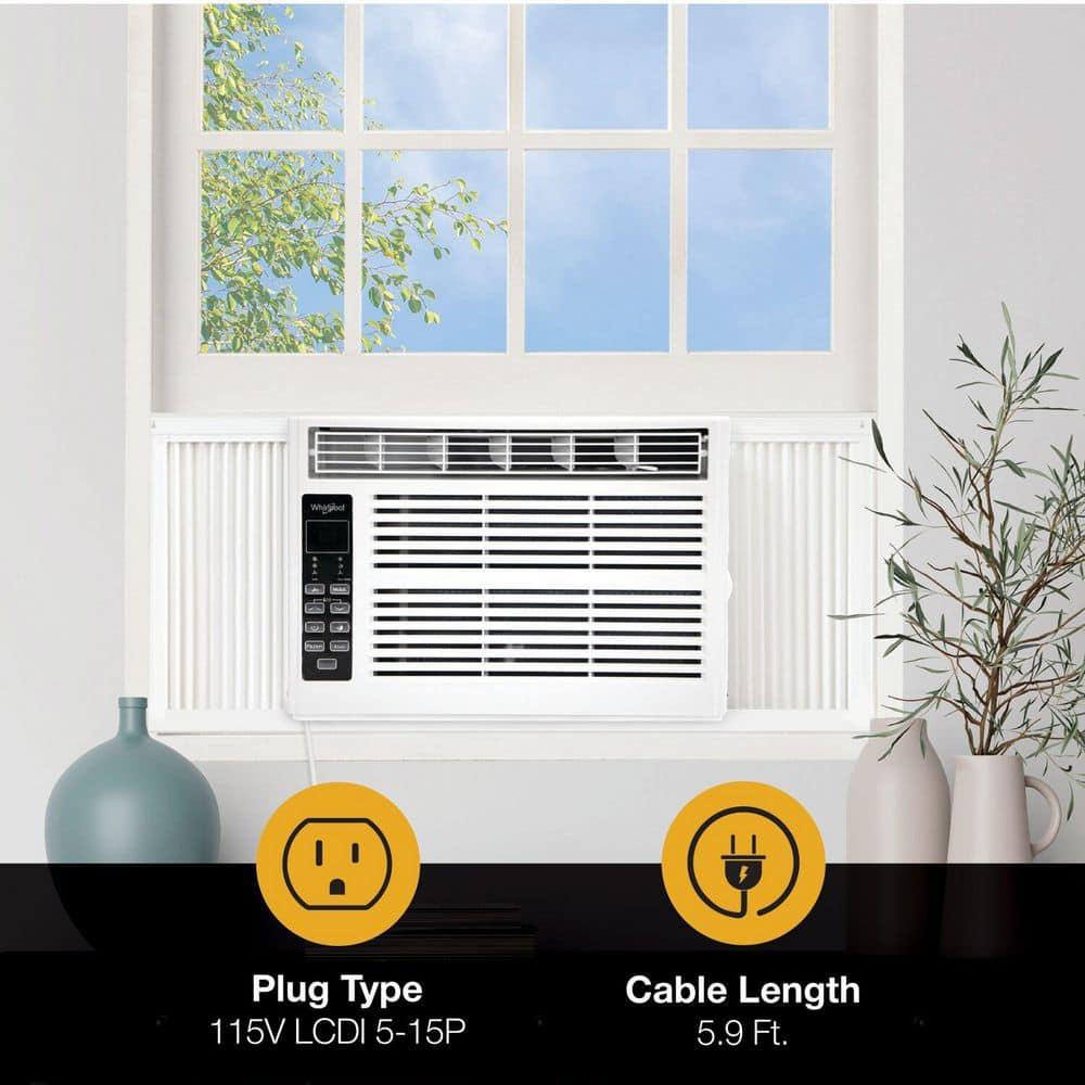 Whirlpool 6000 BTU 115V Window Mounted Air Conditioner and Dehumidifier: 3 Speeds, 8-Way Air Control, 200-500 sq. ft.
