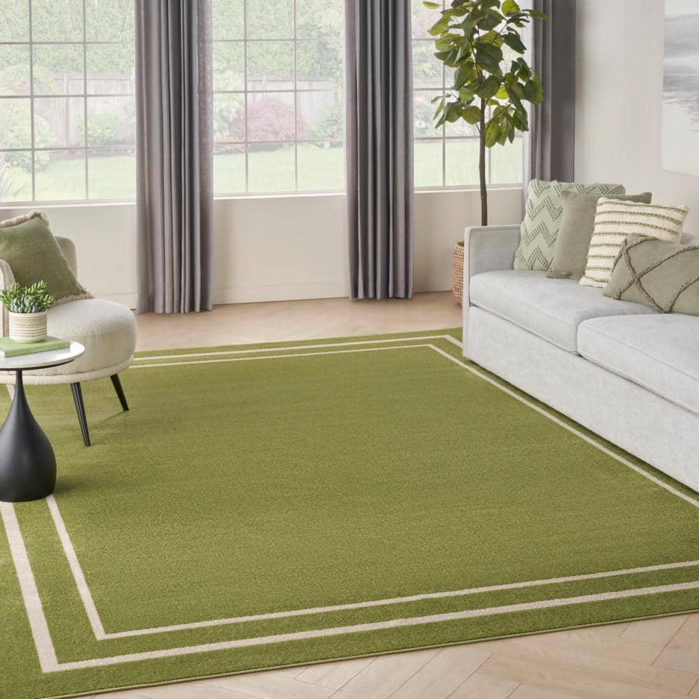 Nourison Essentials 8' x 10' Green Ivory Contemporary Indoor/Outdoor Rug