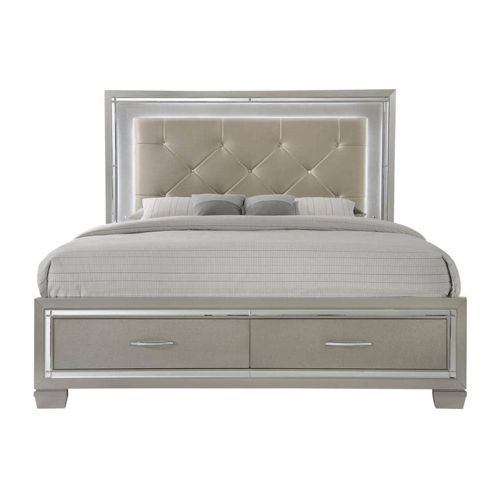 Picket House Furnishings Glamour Queen Storage Bed in Champagne
