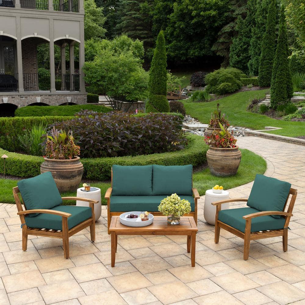 ARDEN Outdoor Loveseat Cushion Set, 48 x 24, Water repellent, Fade Resistant, Cushion Set for Couch, Bench, and Swing 48 x 24, Peacock Blue Green Texture
