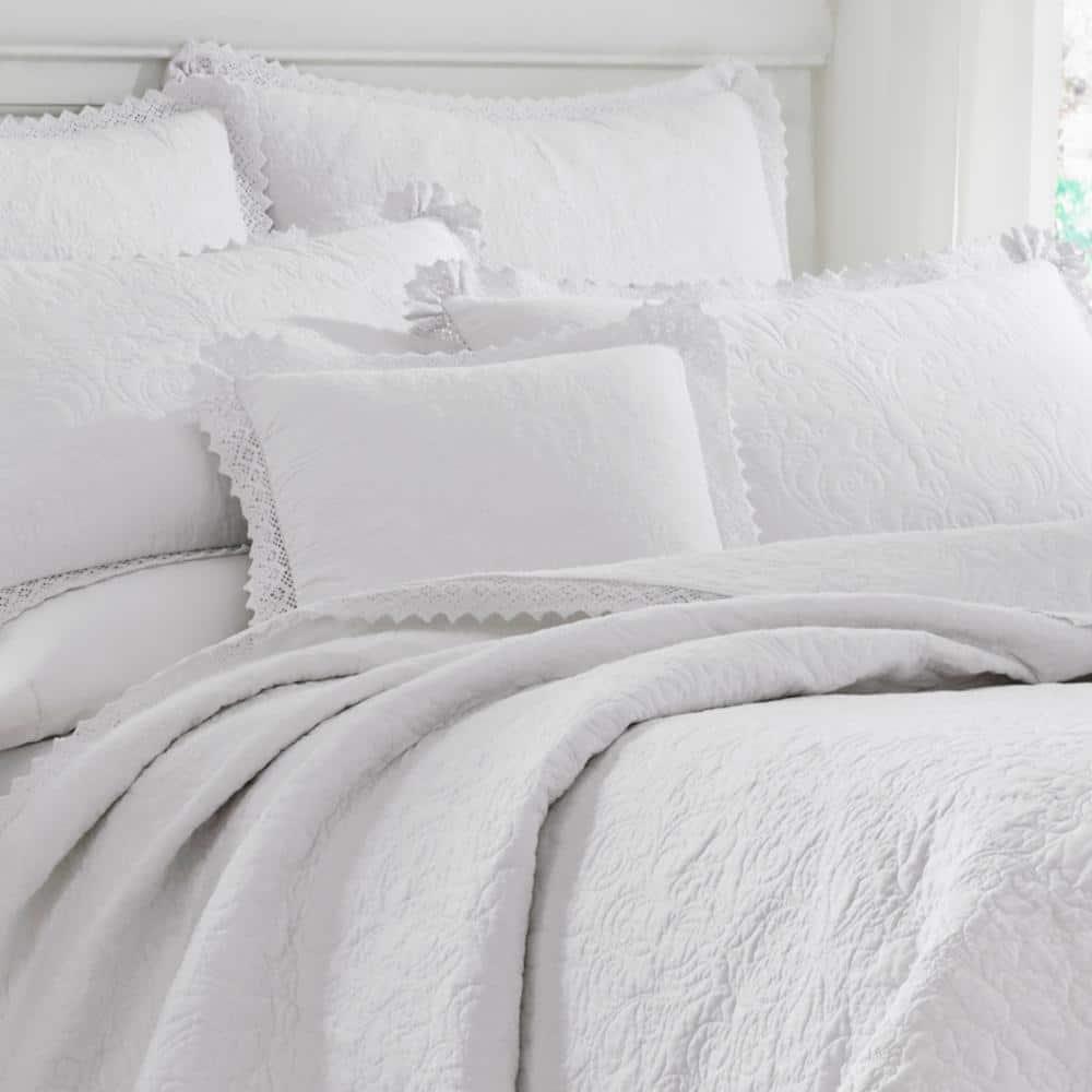 Laura Ashley Laura Ashley Heirloom Crochet Cotton Reversible Quilt Set