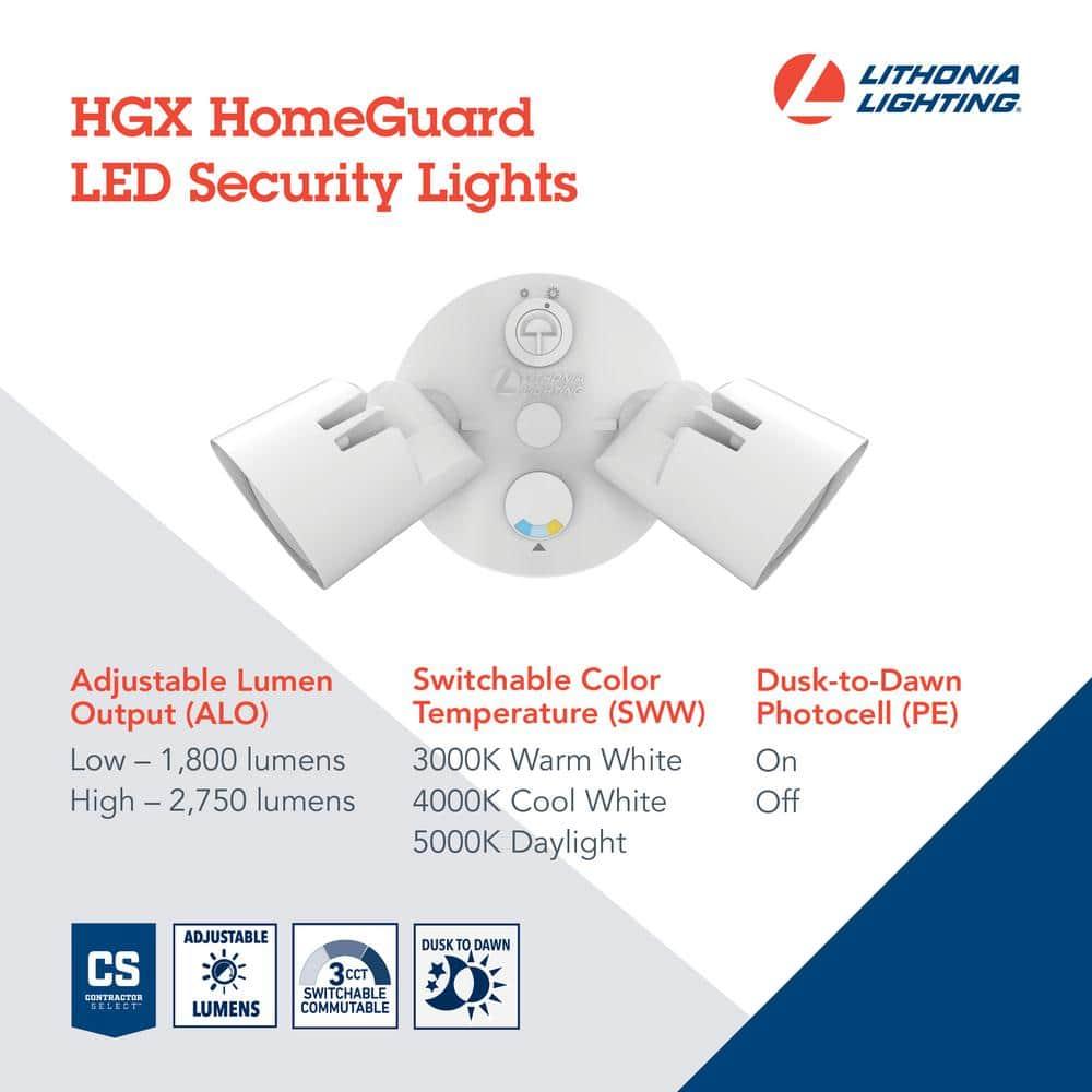 Lithonia Lighting 2 - Head Hardwired Dusk to Dawn Outdoor Security Flood Light with Motion Sensor