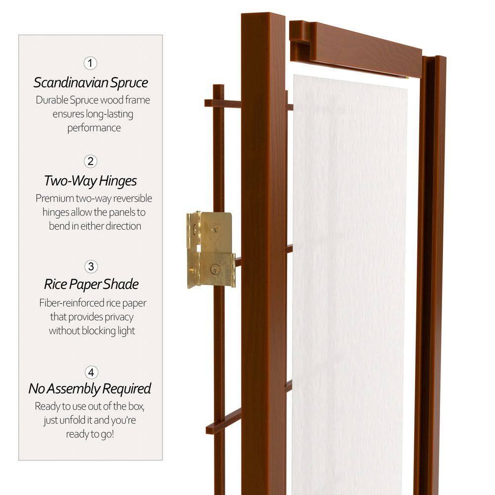 Oriental Furniture 2 ft. Tall Desktop Window Pane Screen - Walnut - 3 Panel
