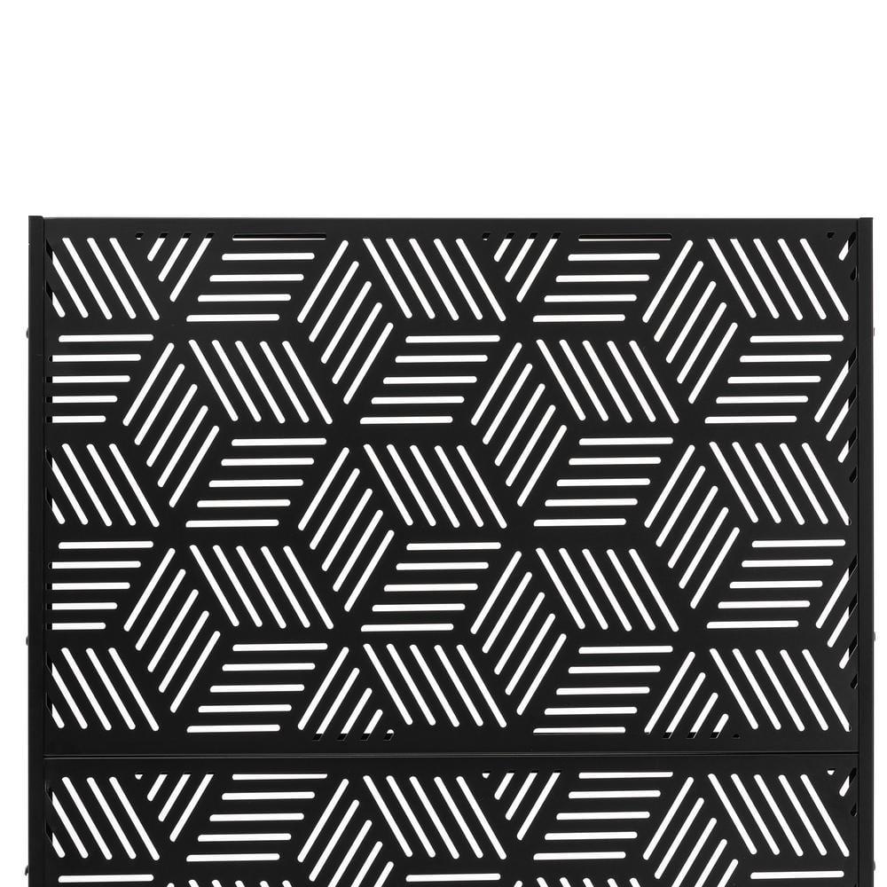 Glitzhome Geometric Privacy Screen Fence Panel Room Divider with Riser Feet