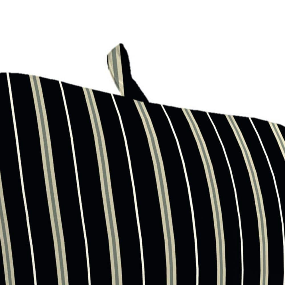 Jordan Manufacturing 74" x 22" Platt Ink Black Stripe Rectangular Outdoor Chaise Lounge Cushion with Ties and Hanger Loop