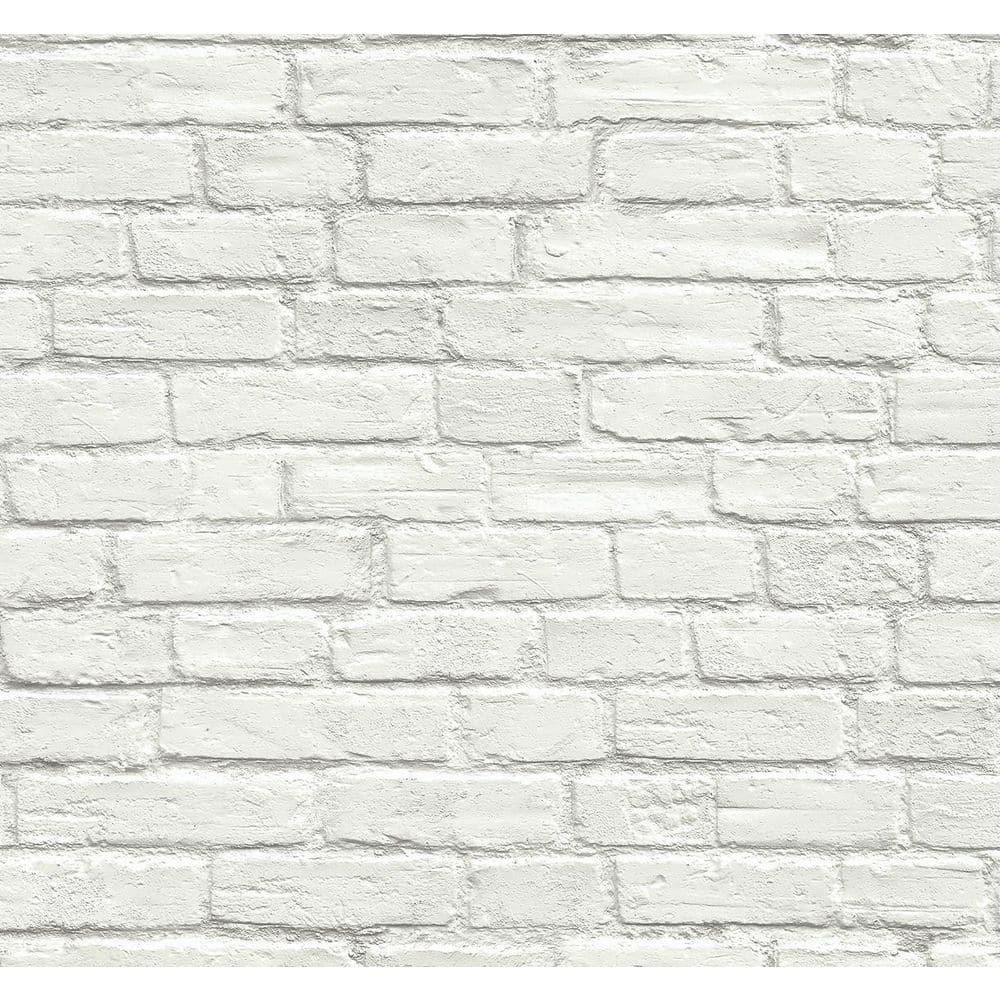 Off-White Vinyl Coated Faux Brick Pre-Pasted Wallpaper Roll