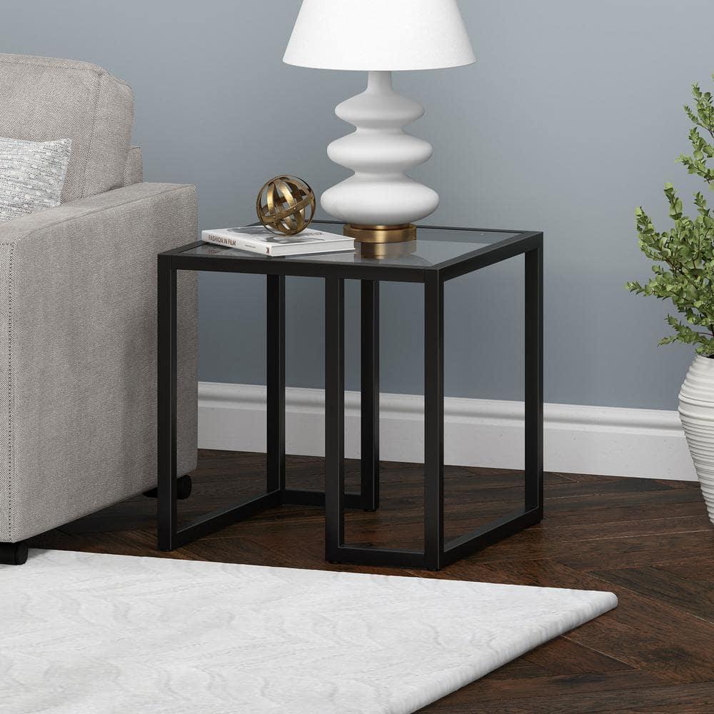 Evelyn&Zoe Oscar 20" Wide Square Side Table, Blackened Bronze