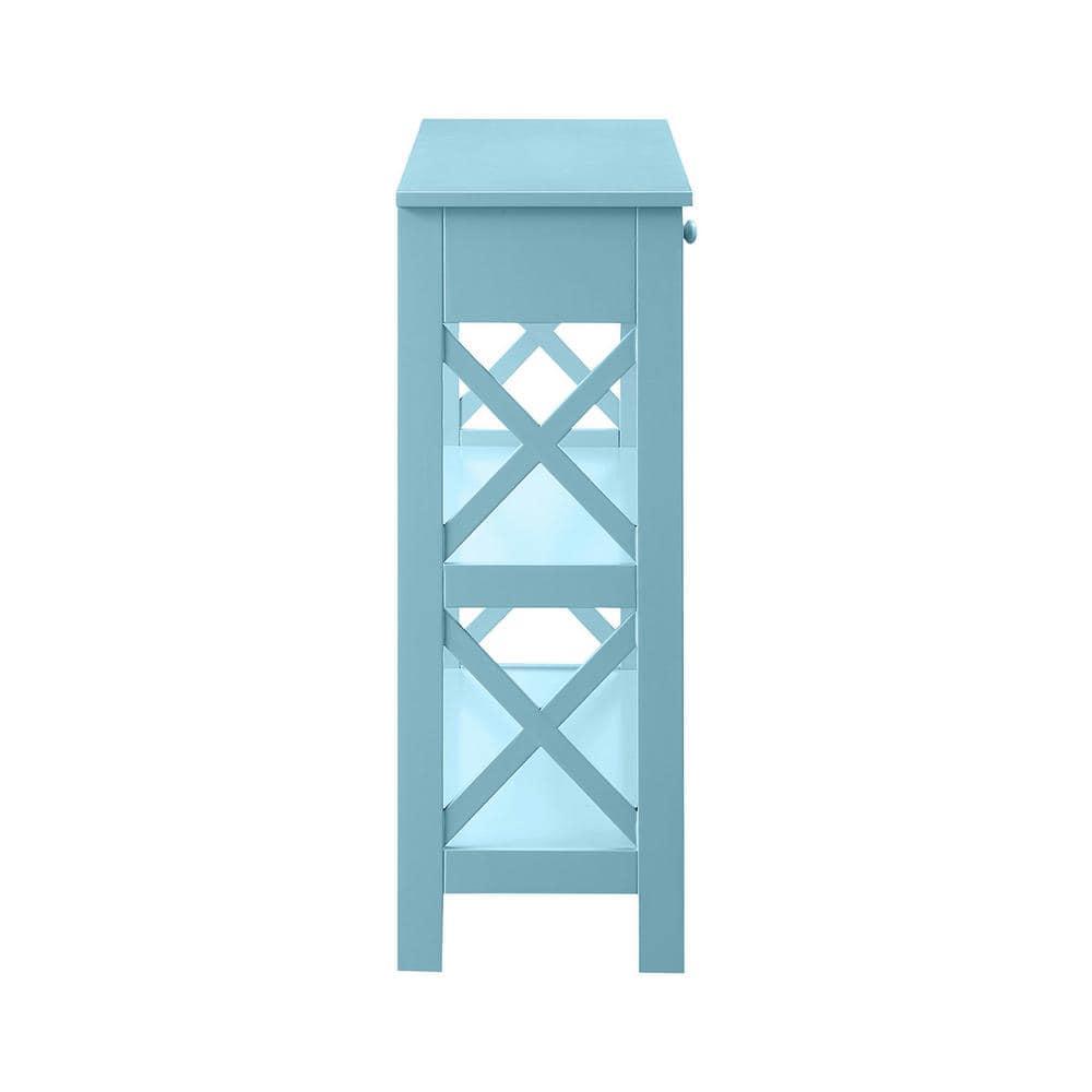 Convenience Concepts Oxford 1 Drawer Console Table with Shelves, Sea Foam Blue