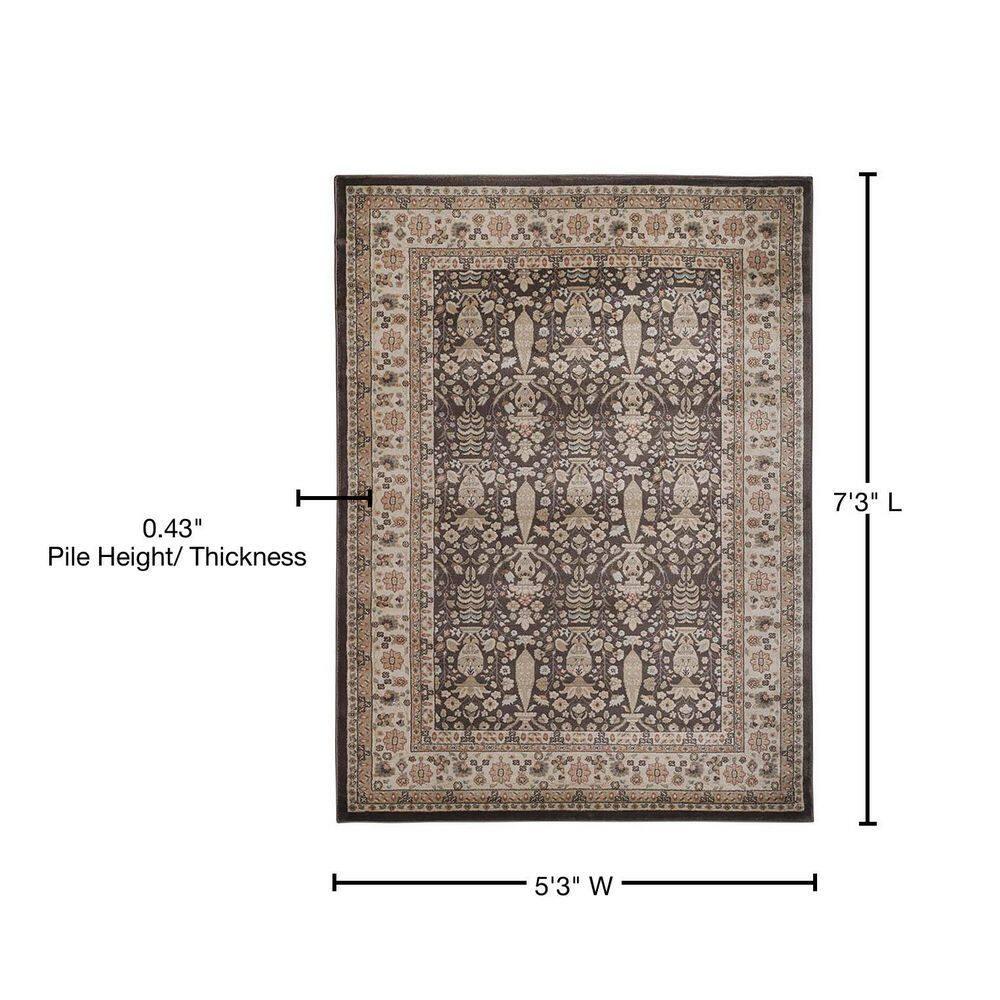 Radici Usa Garda Area Rug 3812 Traditional Brown Leaves Petals 5' 3" x 7' 3" Rectangle