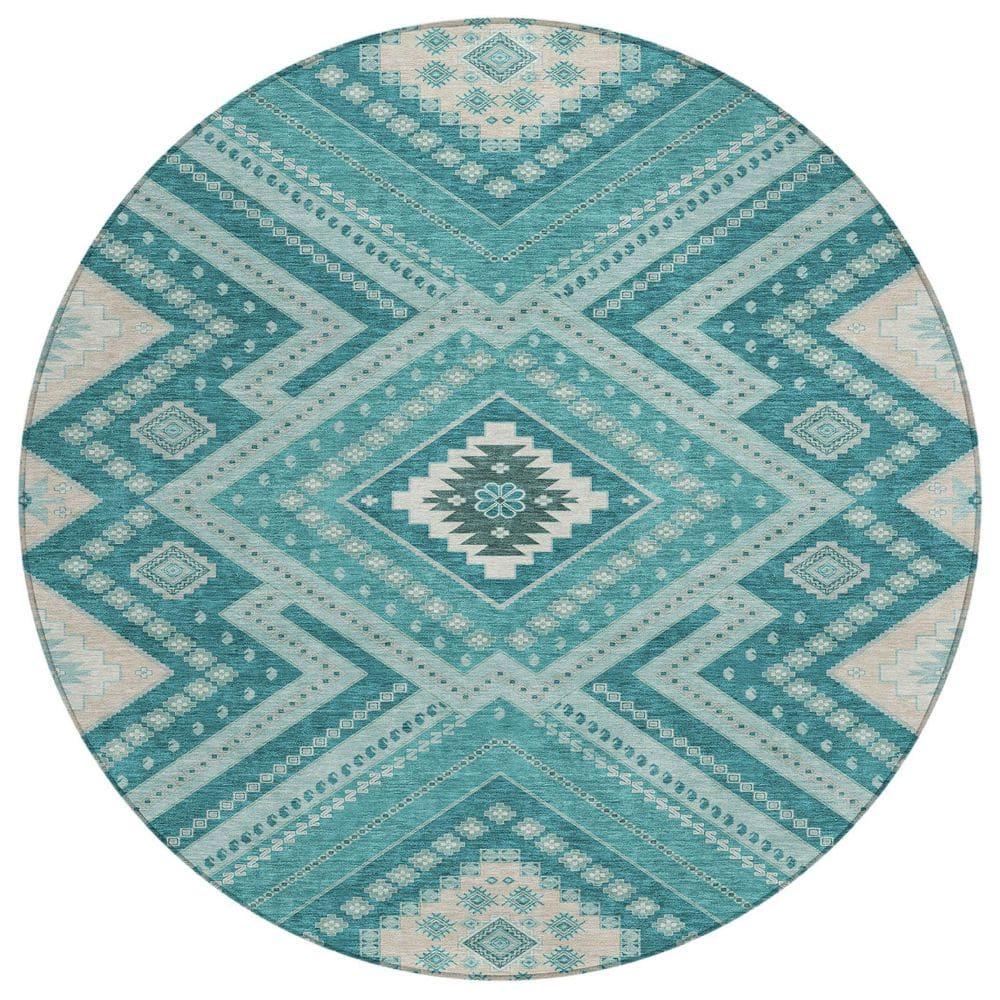 Machine Washable Indoor/Outdoor Chayden ACN1010 Teal 2'6" x 3'10" Rug