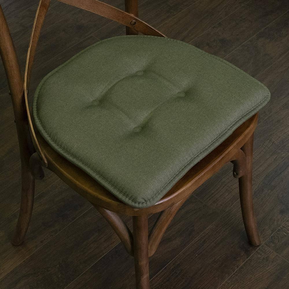 Solid Color U Shaped Memory Foam 17" x 16" Chair Cushions, Army Green, 4 Pack