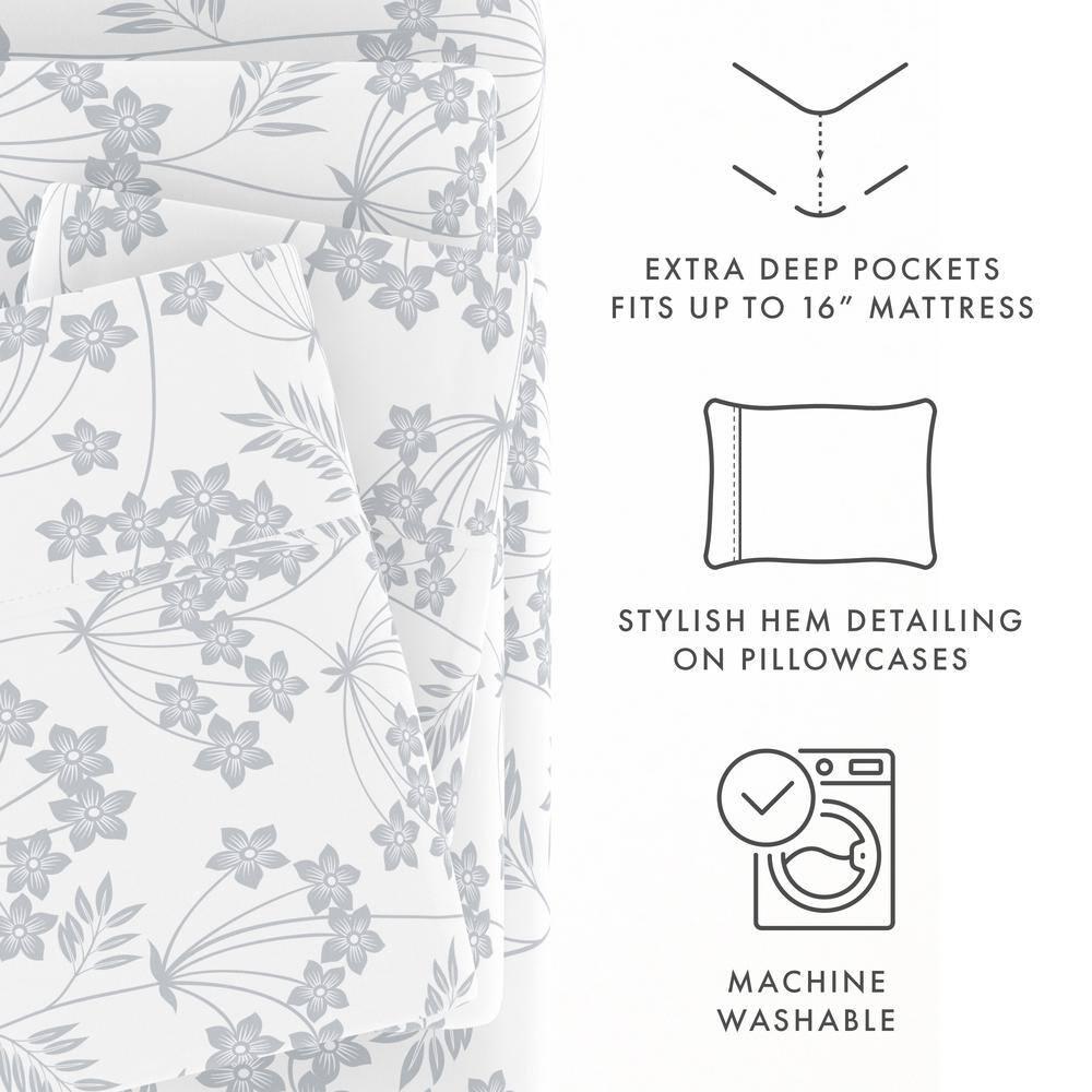 IEnjoy Home Violets Pattern Microfiber Sheet Set