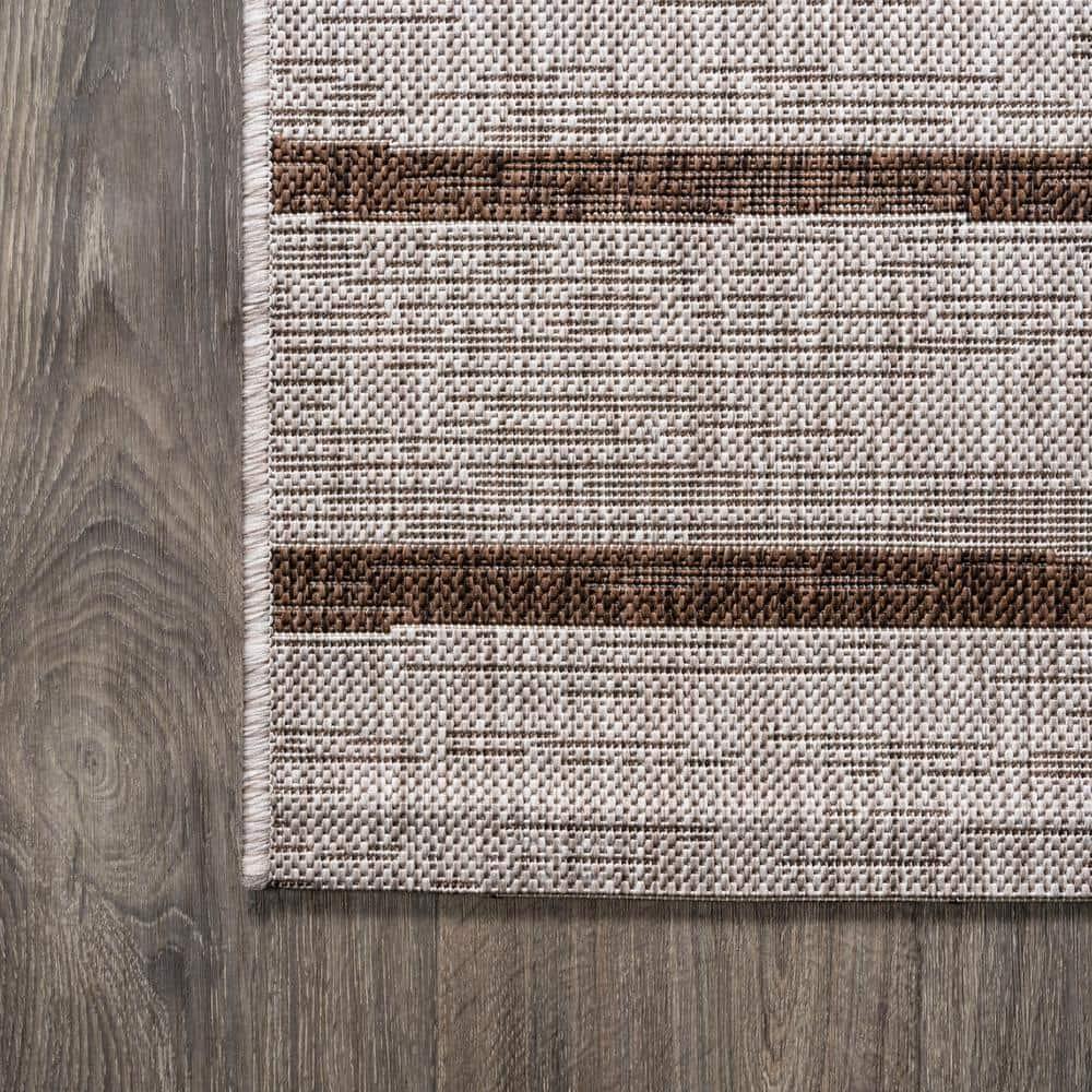 3'x5' Colonia Berber Stripe Indoor/Outdoor Area Rug, Beige/Brown - JONATHAN Y