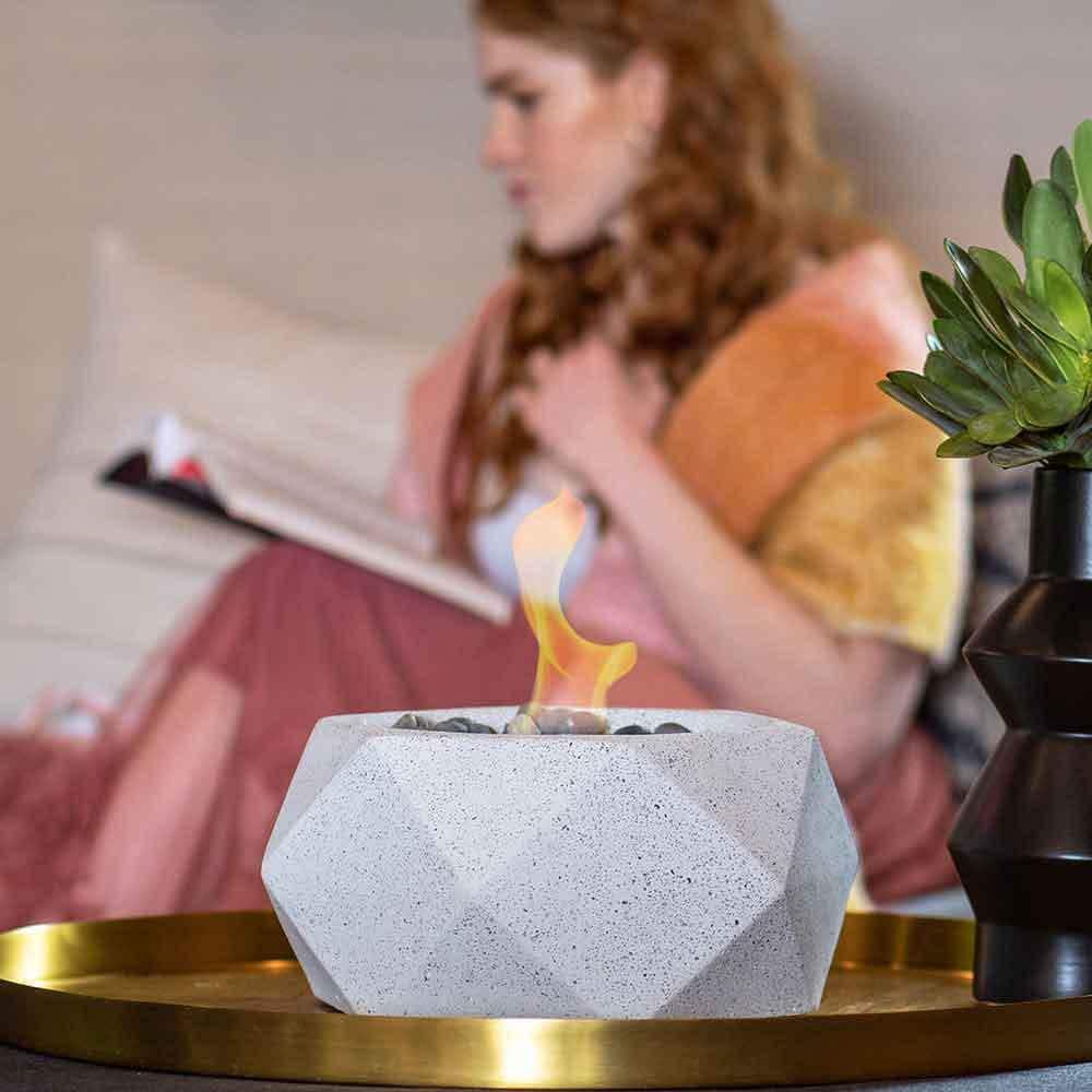 TerraFlame TerraFlame Geo Concrete Table Top Gel Fuel Fire Bowl - Indoor and Outdoor Use