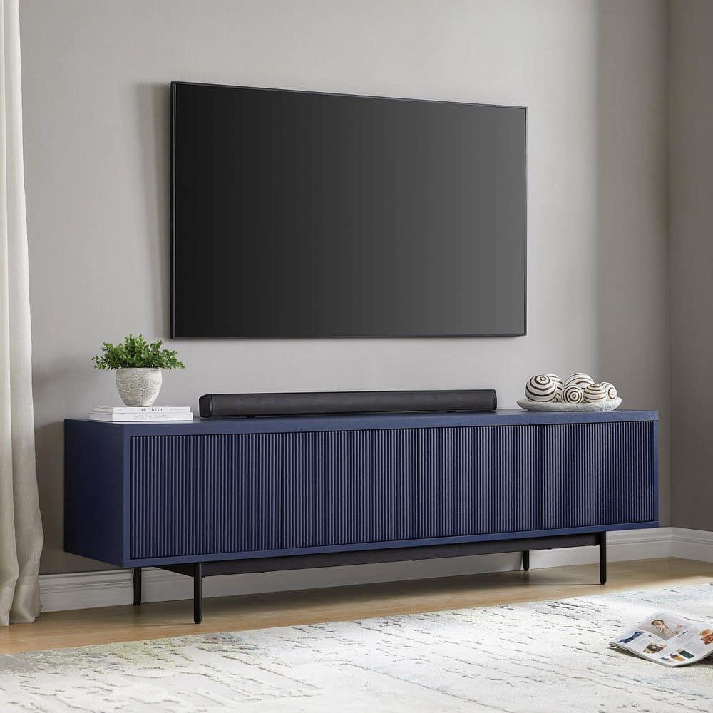 Evelyn&Zoe Whitman Rectangular TV Stand for TV's up to 75", Dark Blue