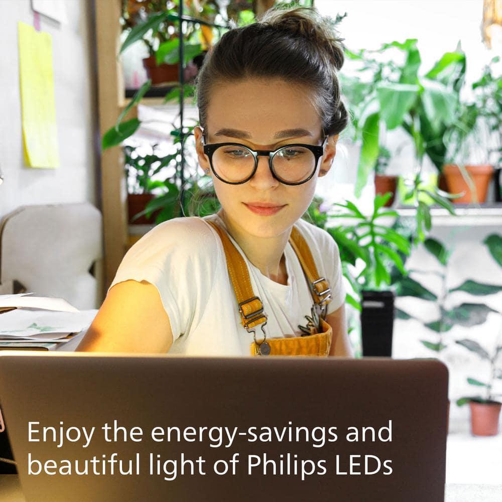 Philips Ultra Efficient LED 60-Watt A19 Light Bulb, Daylight, Clear, Dimmable, E26 Base (4-Pack)