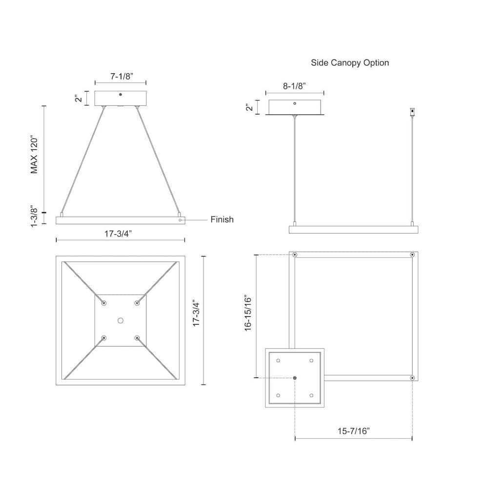Kuzco Lighting Piazza Dimmable LED Square / Rectangle Chandelier